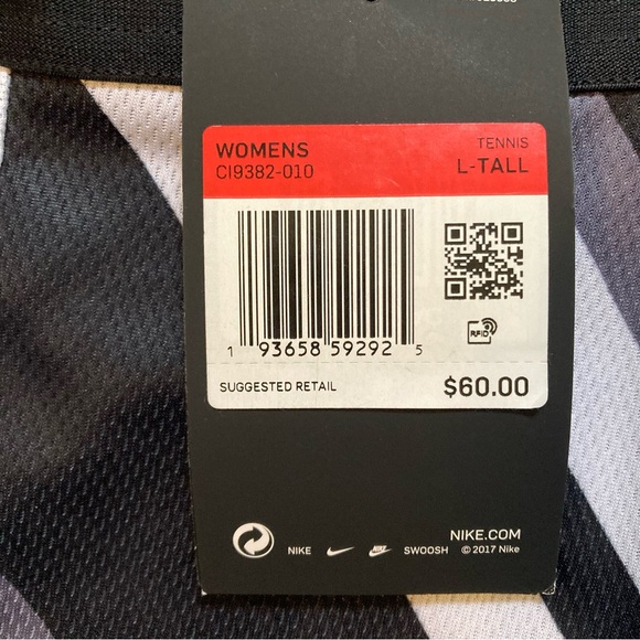 Nike Women's New Tennis Pickleball Black White Striped Skirt Skort Large tall - Picture 4 of 12